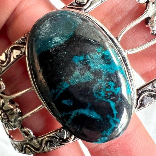 925 Personal Power Chrysocolla Swirl Cuff Bracelet