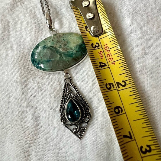 925 Quantum ⚡️Quattro + Blue Topaz Necklace Pendant