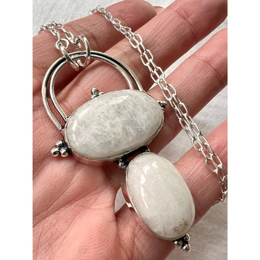 925 Yin Vibes Rainbow Moonstone Pendant Necklace