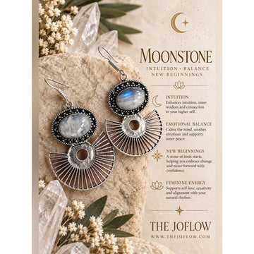 925 Intuition Rainbow Flash Moonstone Fan Earrings