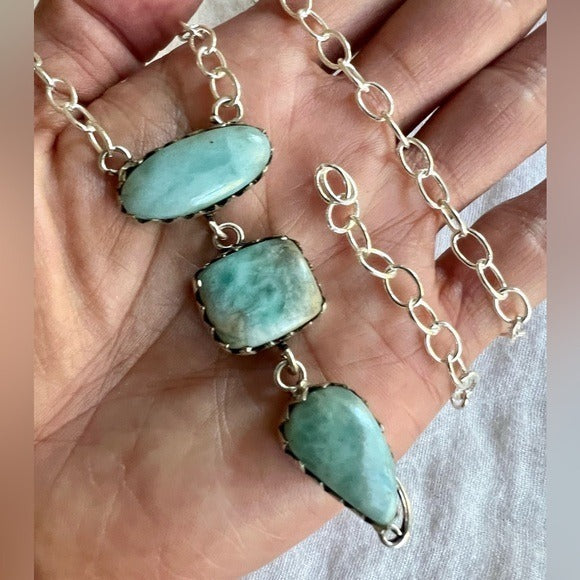 925 Calming Caribbean Larimar Pendant Necklace
