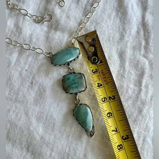 925 Calming Caribbean Larimar Pendant Necklace