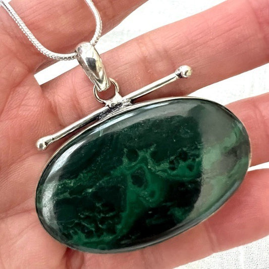 925 Heart Activation Malachite Necklace Pendant