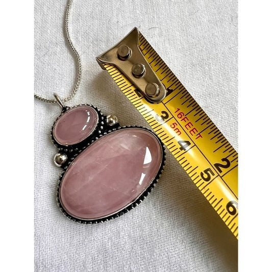 925 Double Rose Quartz Love Activation Pendant Necklace