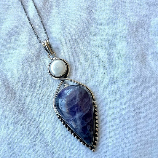 925 Enlightenment Amethyst + Pearl Necklace Pendant