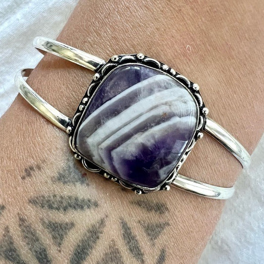925 Dream Amethyst Chevron Cuff Bracelet