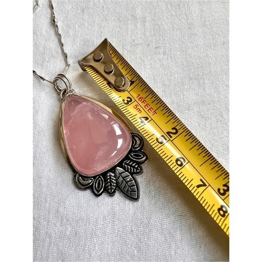 925 LOVE BOMB Rose Quartz Goddess Pendant Necklace