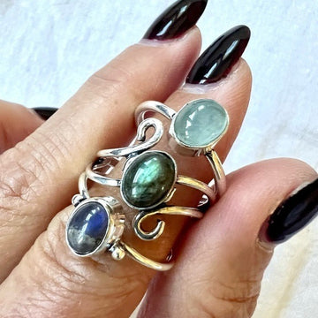 925 (3) Ring Bundle! Flash Labradorite 7.5, 8, 8.5