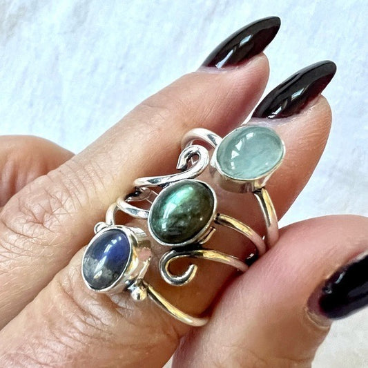 925 (3) Ring Bundle! Flash Labradorite 7.5, 8, 8.5
