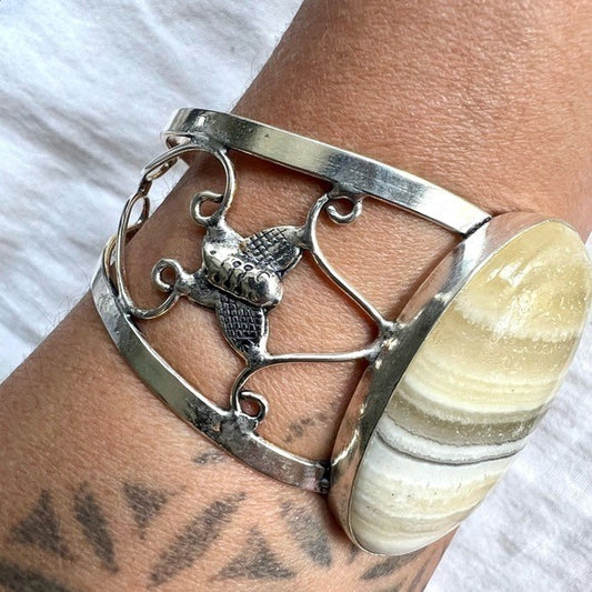 925 GORGEOUS Banded Calcite Cuff Bracelet