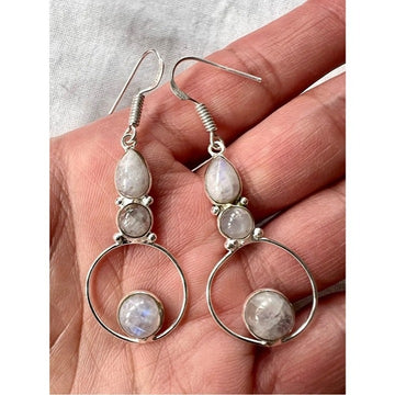 925 Modern Elegant Moonstone Orbit Earrings