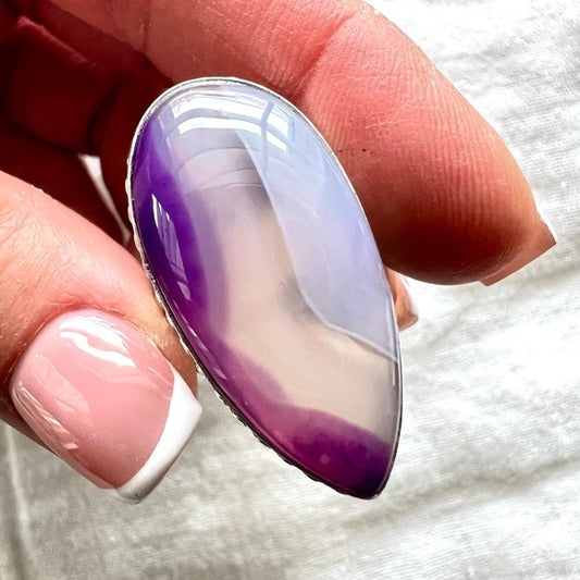 925 Banded Purple Agate Ring 8
