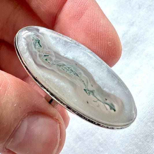 925 OMG Moss Agate Dendrite Ring 6
