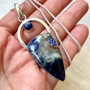 925 Spiritual Sodalite Modern Design Pendant Necklace