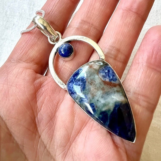 925 Spiritual Sodalite Modern Design Pendant Necklace