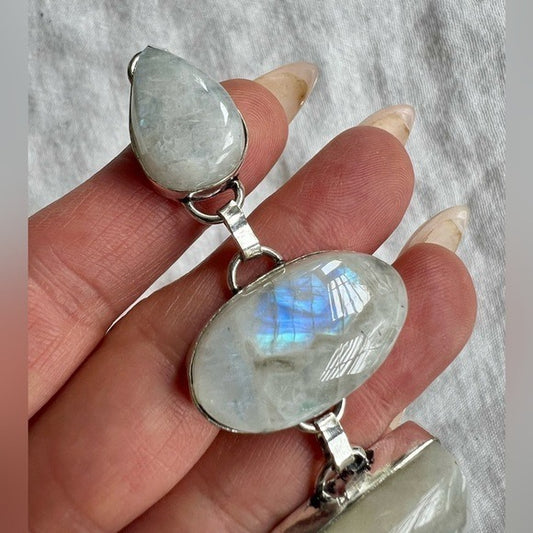 925 Gorgeous Feminine Rainbow FLASH MOONSTONE Bracelet