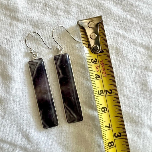 925 Long Geometric Mystical Amethyst Earrings