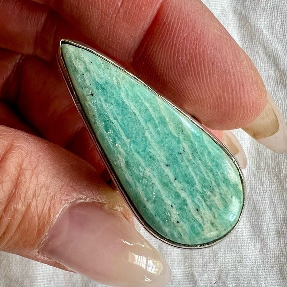925 Peacemaker Teardrop Amazonite Ring 10
