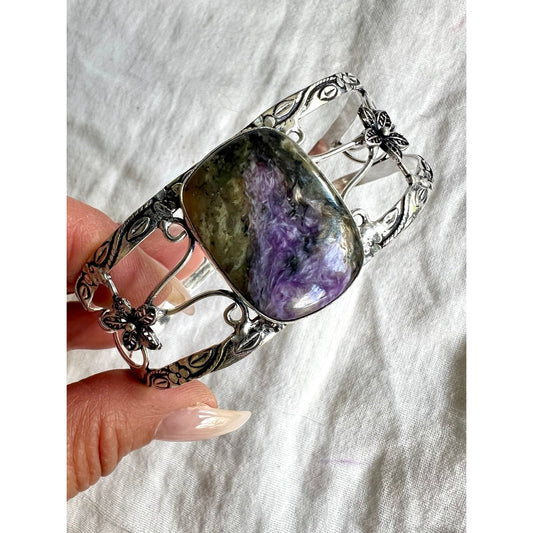 925 Third Eye Chakra Charoite Cuff Bracelet
