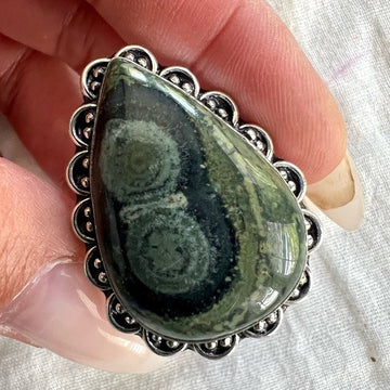 925 African Kambaba Jasper Snake Eyes Ring 12