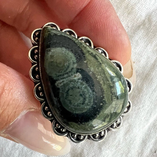 925 African Kambaba Jasper Snake Eyes Ring 12