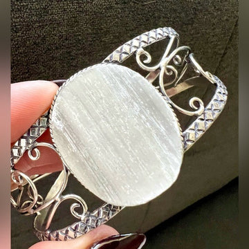 925 SELENITE Crystal Charging Cuff Bracelet