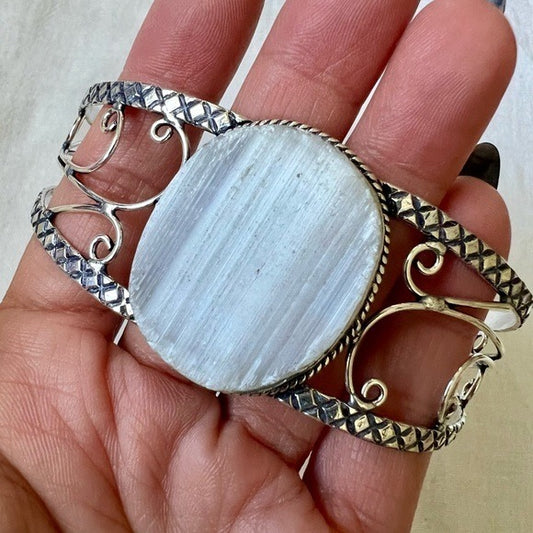 925 SELENITE Crystal Charging Cuff Bracelet