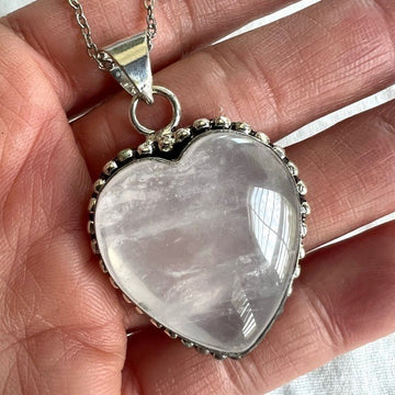 925 Rose Quartz Heart ❤️ Necklace Pendant