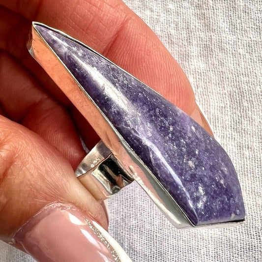 925 Galaxy Lepidolite HUGE Dagger Ring 9.25
