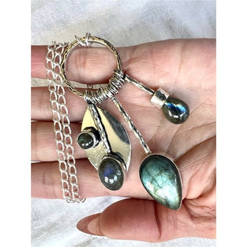 925 Festival Flash Labradorite Charm Necklace