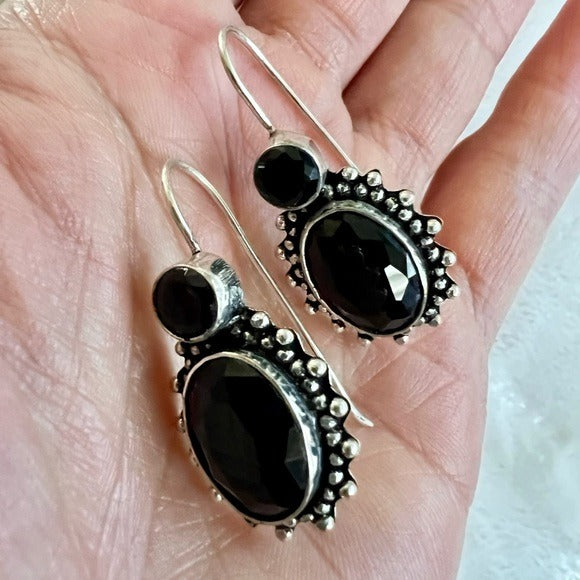 925 Natures Shield Onyx Drop Earrings