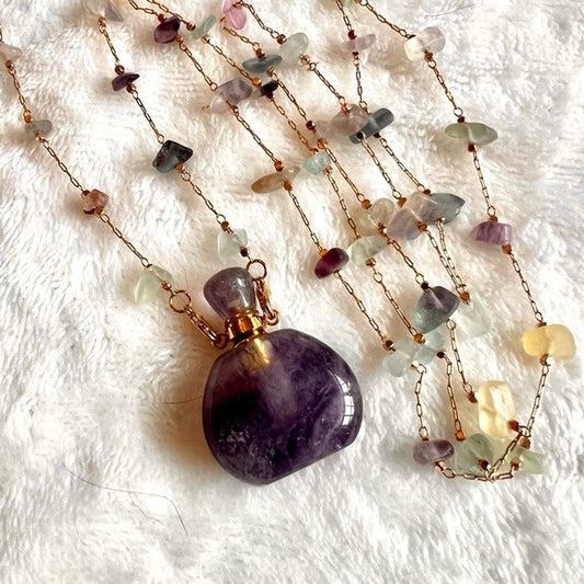 YOU CHOOSE! Banded Fluorite Essential Oil Poison Bottle Necklace Pendant