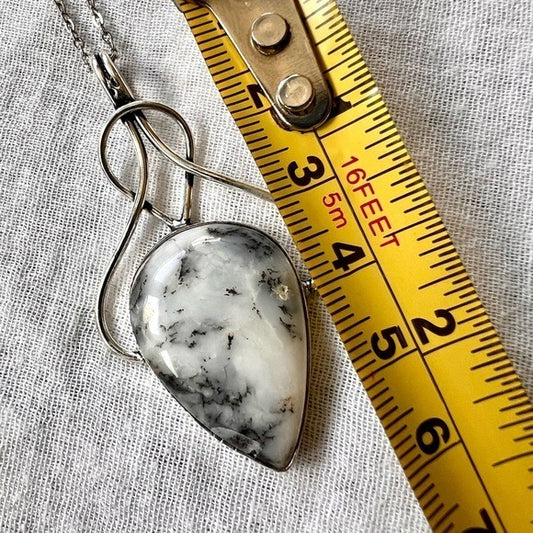 925 Peaceful Braided Dendritic Agate Pendant Necklace