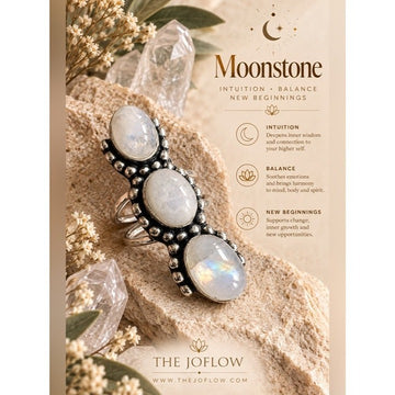 925 Stunning! Triple Moonstone Ornate Ring 5.5