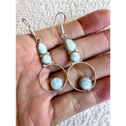 925 ETERNITY Larimar Modern Orbit Earrings