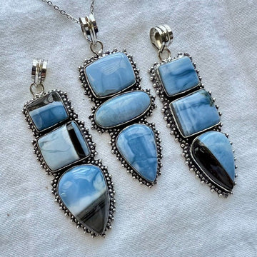 925 HIGH⚡️VIBE Triple Owyhee Opal Pendant Necklace