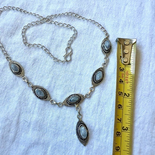 925 Delicate Rainbow Flash Moonstone Necklace