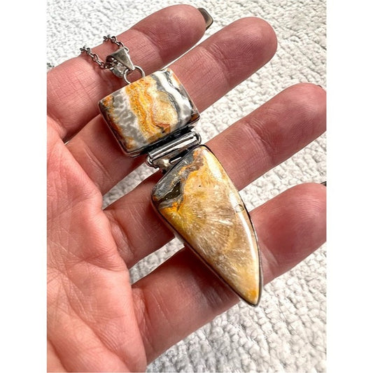925 EARTH ALCHEMY Double Bumble Bee Jasper Pendant Necklace