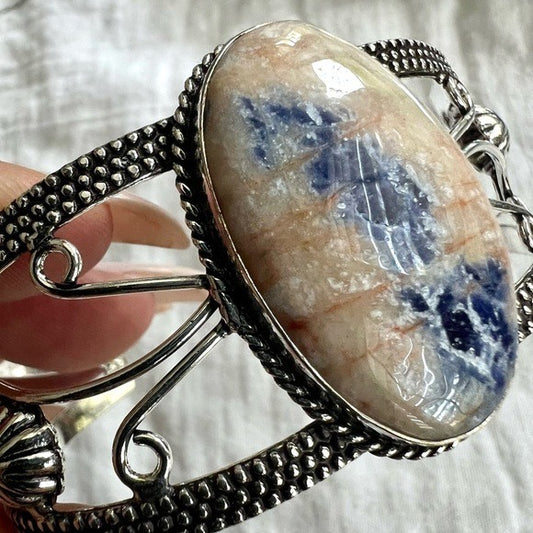925 STUNNING Spiritual Sodalite Cuff Bracelet
