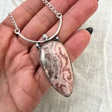 925 Heart Activation Rhodochrosite Necklace Pendant