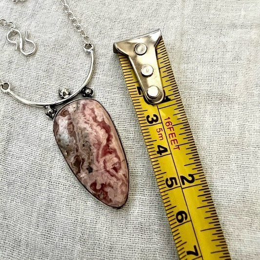 925 Heart Activation Rhodochrosite Necklace Pendant