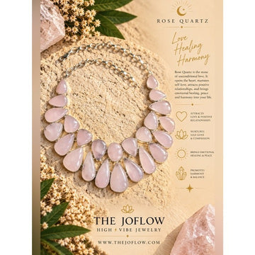 925 LOVE BOMB Rose Quartz GODDESS Bib Collar Necklace