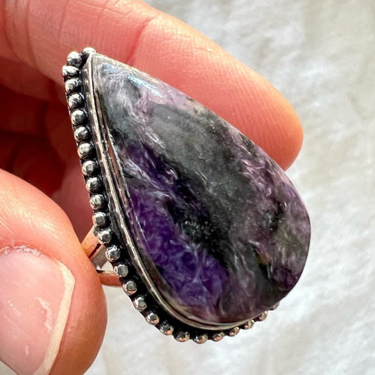 925 Transformation 3rd Eye Charoite Ring 9.75