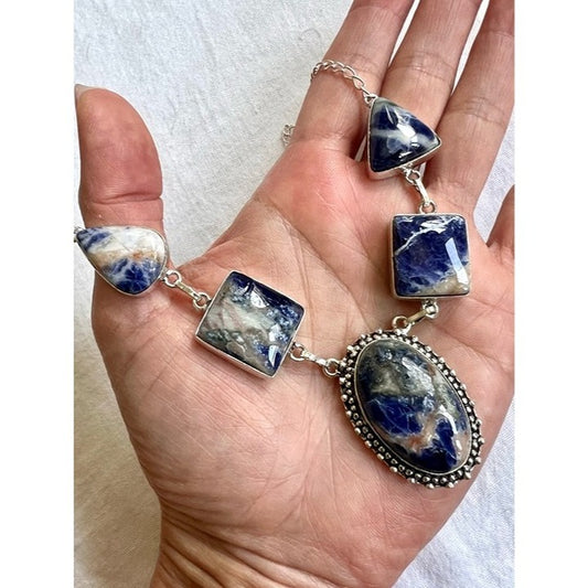 925 Indigo Alchemy 5 Stone SODALITE Necklace