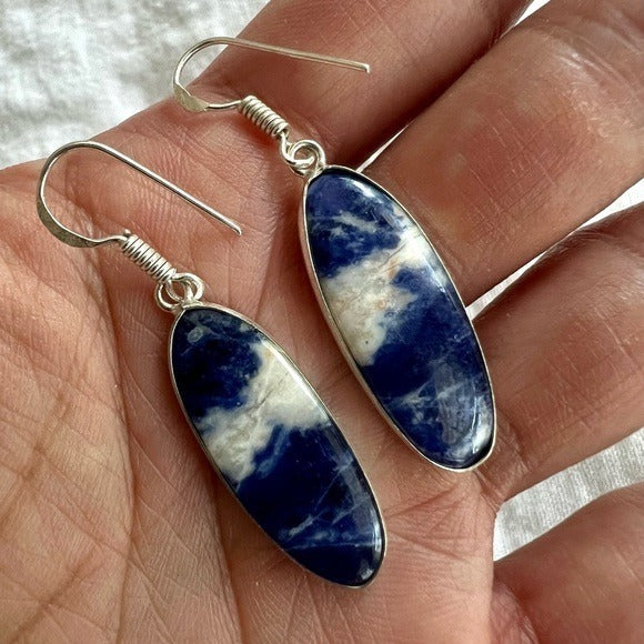 925 Spiritual SODALITE Oval Drop Earrings