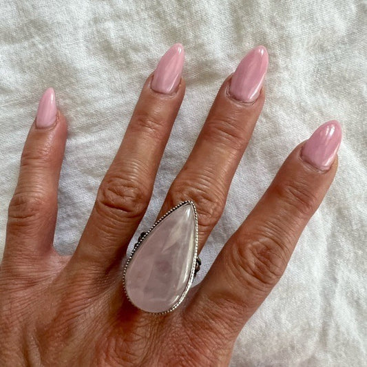 925 Ornamental Rose Quartz Detailed Ring 9