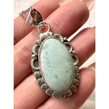 925 Sea Mist Caribbean Larimar Pendant Necklace