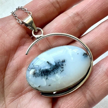 925 Elemental Dendritic Agate Dendrite Pendant Necklace