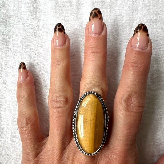 925 Courage. TIGERS EYE Ring 10.25