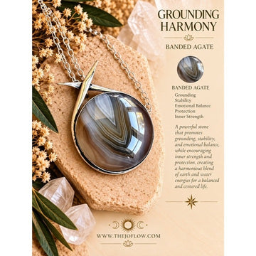 925 Grounding Harmony Botswana Banded Agate Pendant Necklace